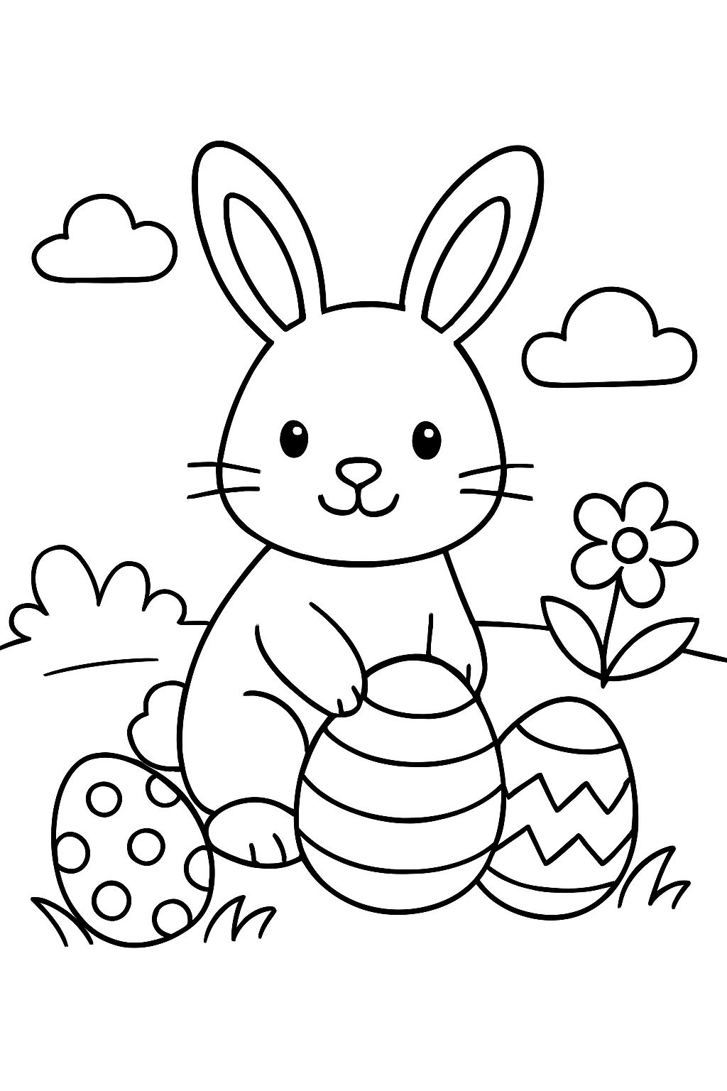 A Easter bunny and Easter eggs