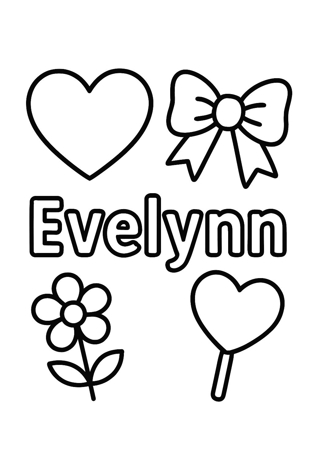 girly valentines with the name evelynn