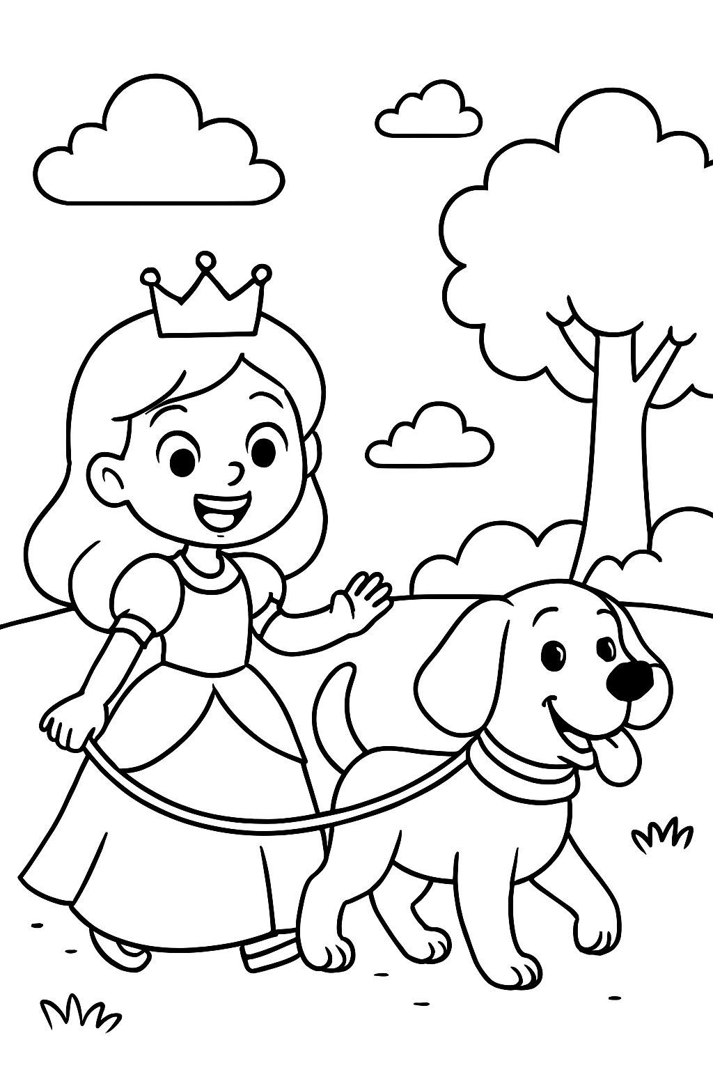 hund mit prinzessin an der leine