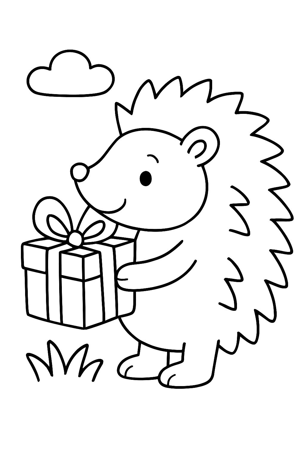 Hérisson avec un cadeau
