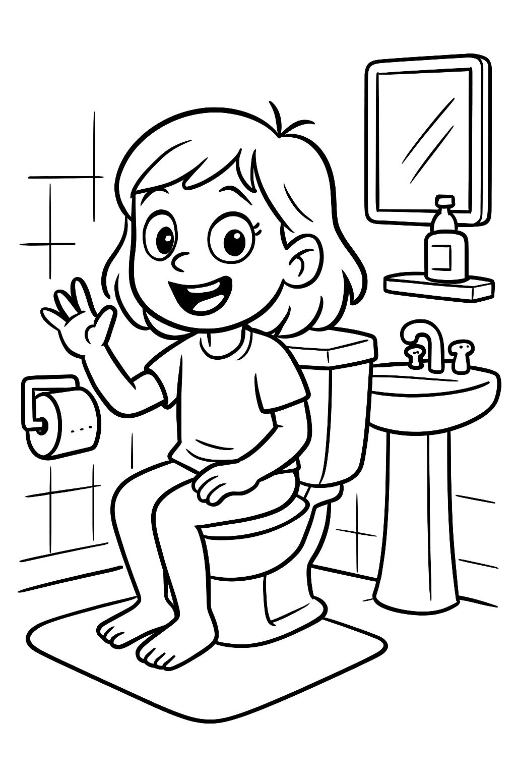 A girl on the toilet