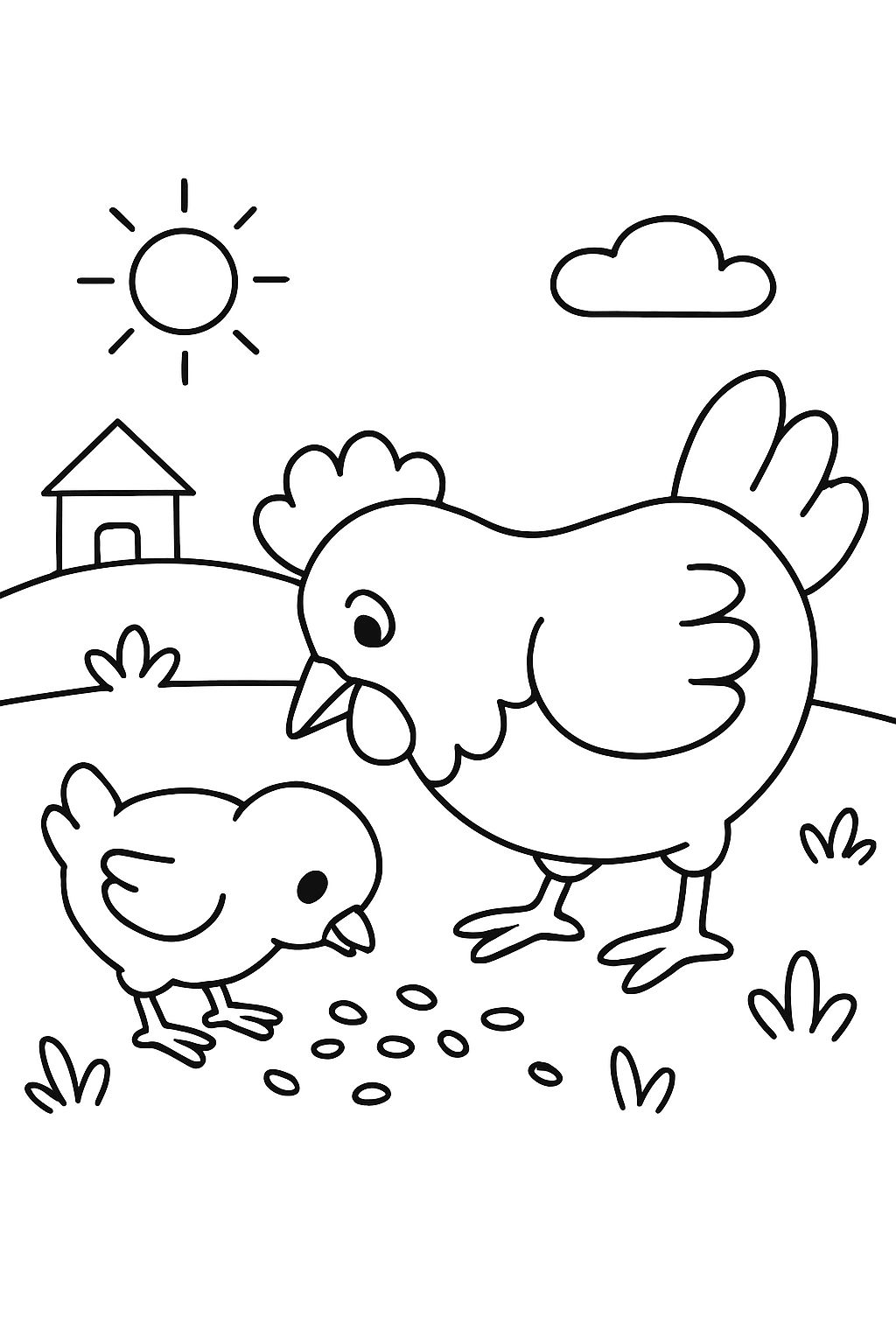 poussin et maman poule mangeant des graines ensemble poussin et maman poule mangeant des graines ensemble