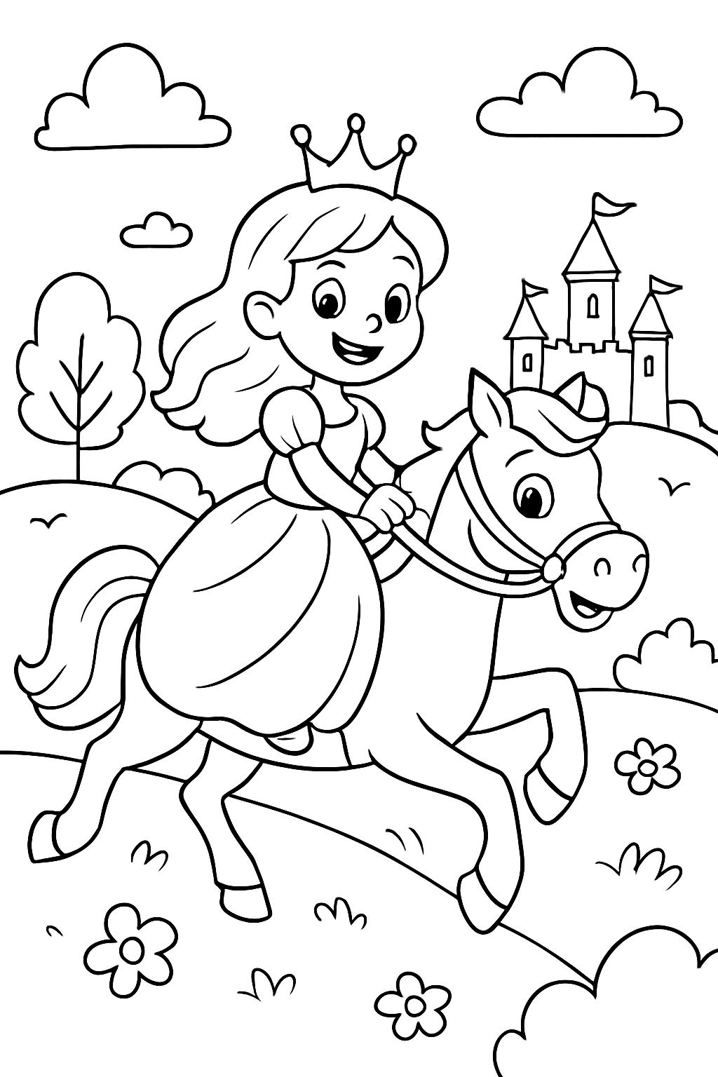 Princesse montant à cheval.