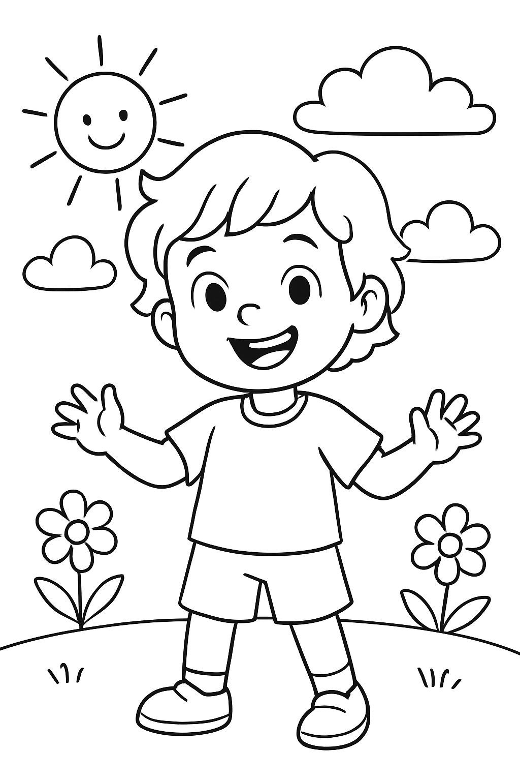 Boy with medium wavy short hair looking forward and smiling. Boy with medium wavy short hair looking forward and smiling.