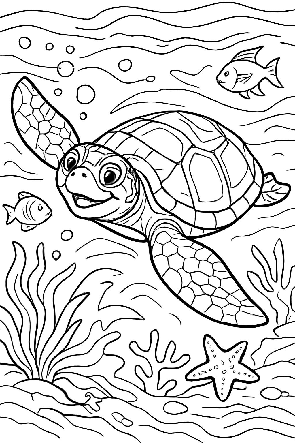 an intricate picture of a sea turtle for adults