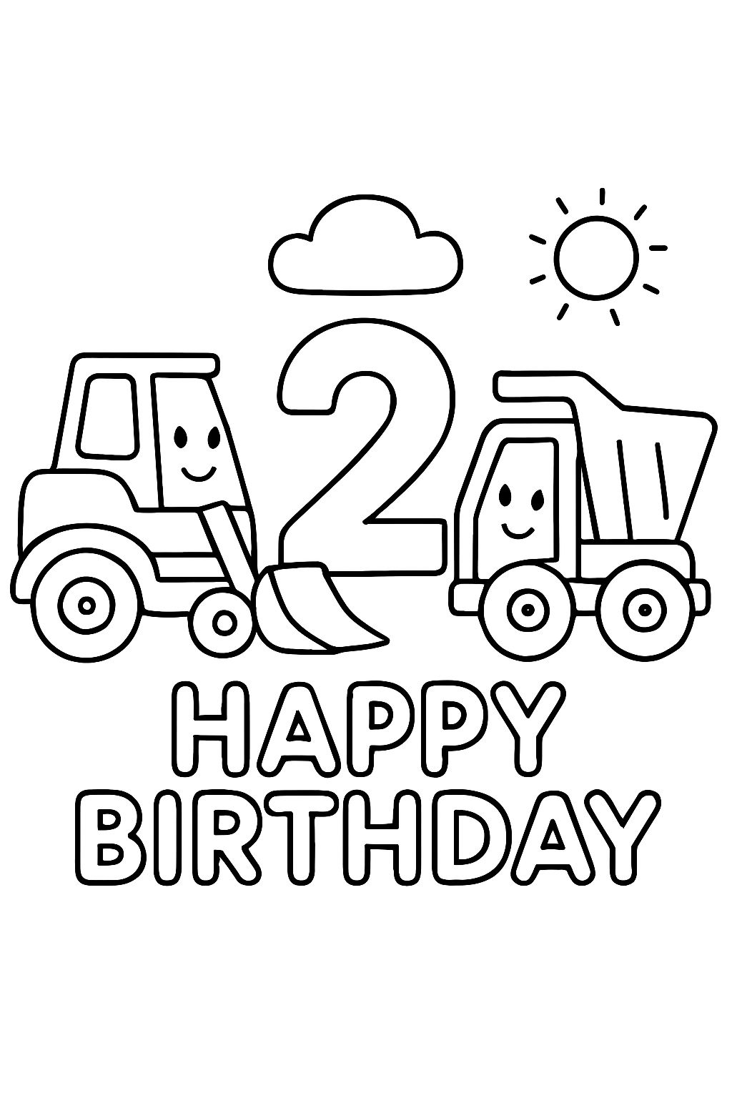 Bau-Fahrzeuge, fröhlichen 2. Geburtstag Bau-Fahrzeuge, fröhlichen 2. Geburtstag