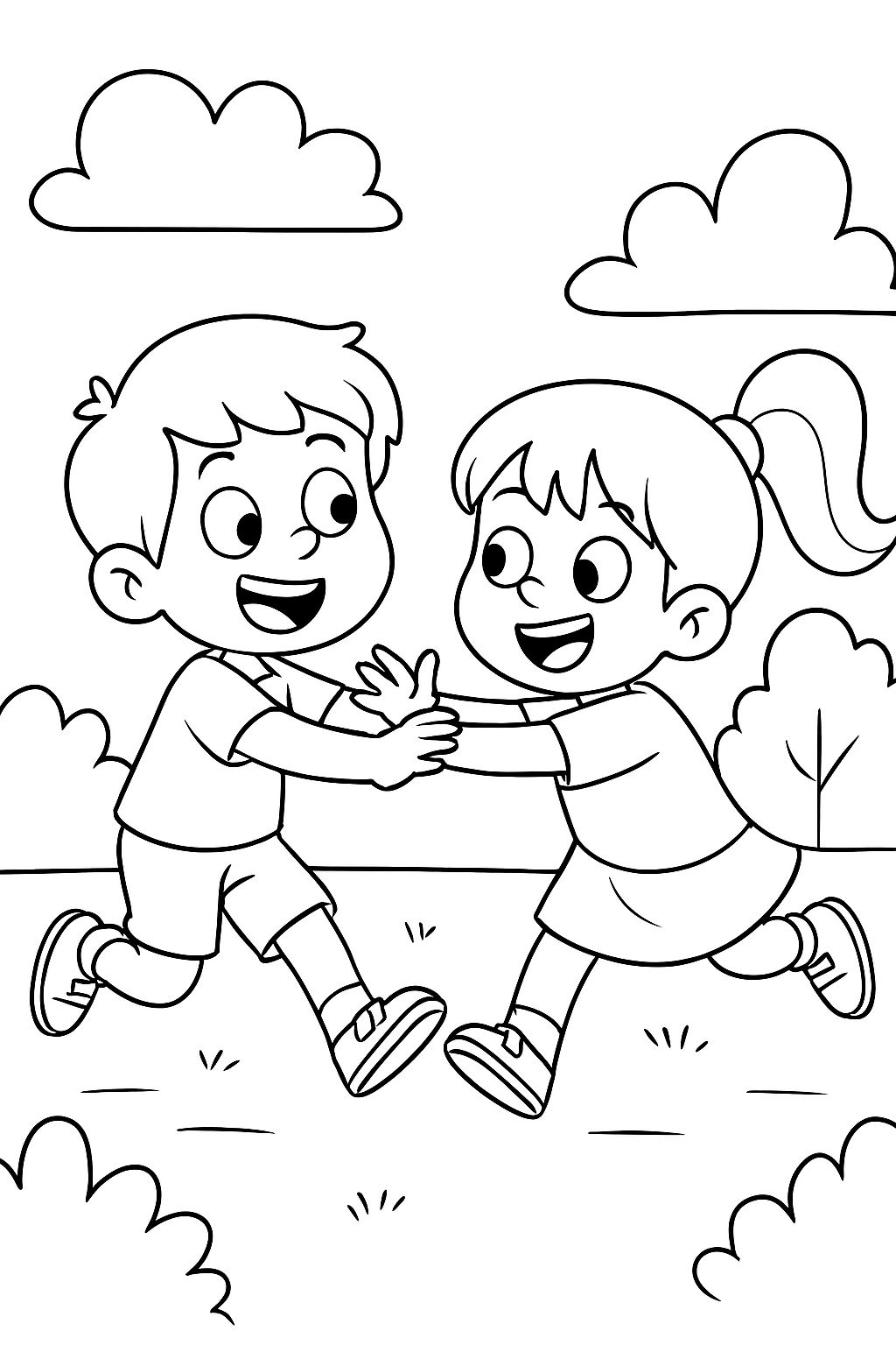 Kinder, die sich schubsen