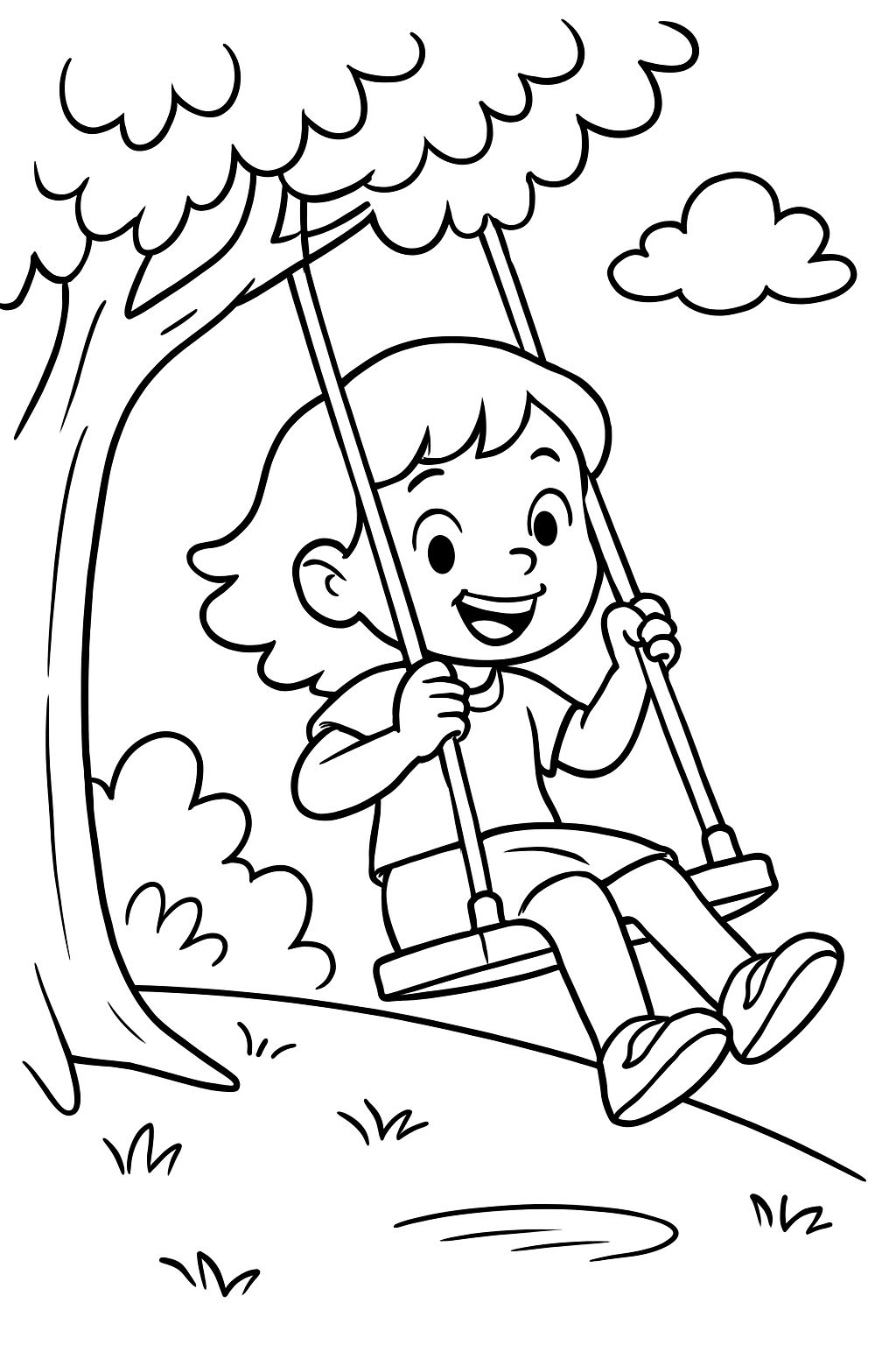 A child swinging