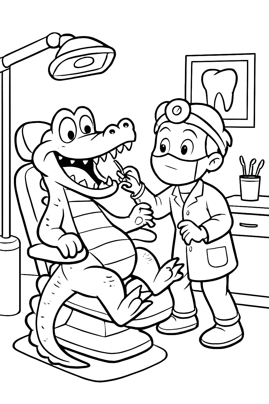 Ein Krokodil beim Zahnarzt Ein Krokodil beim Zahnarzt