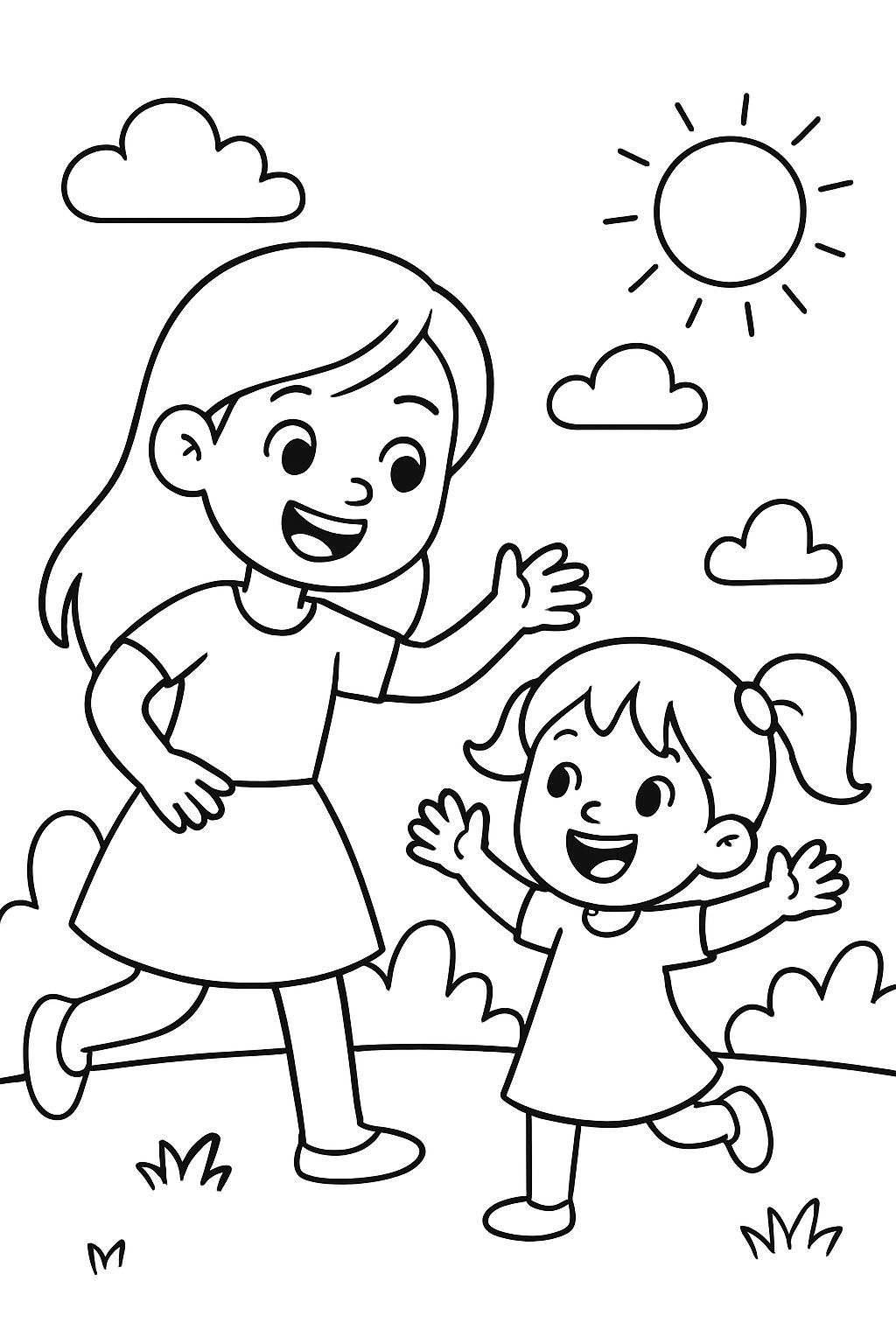 Ältere Schwester und jüngere Schwester glücklich