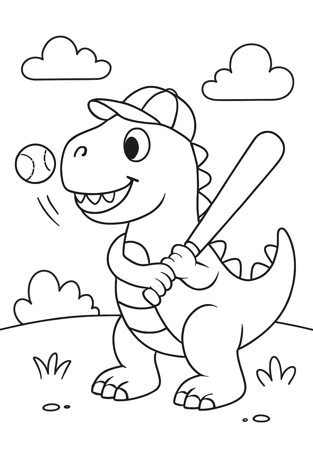 Ein Dinosaurier, der Baseball spielt Ein Dinosaurier, der Baseball spielt
