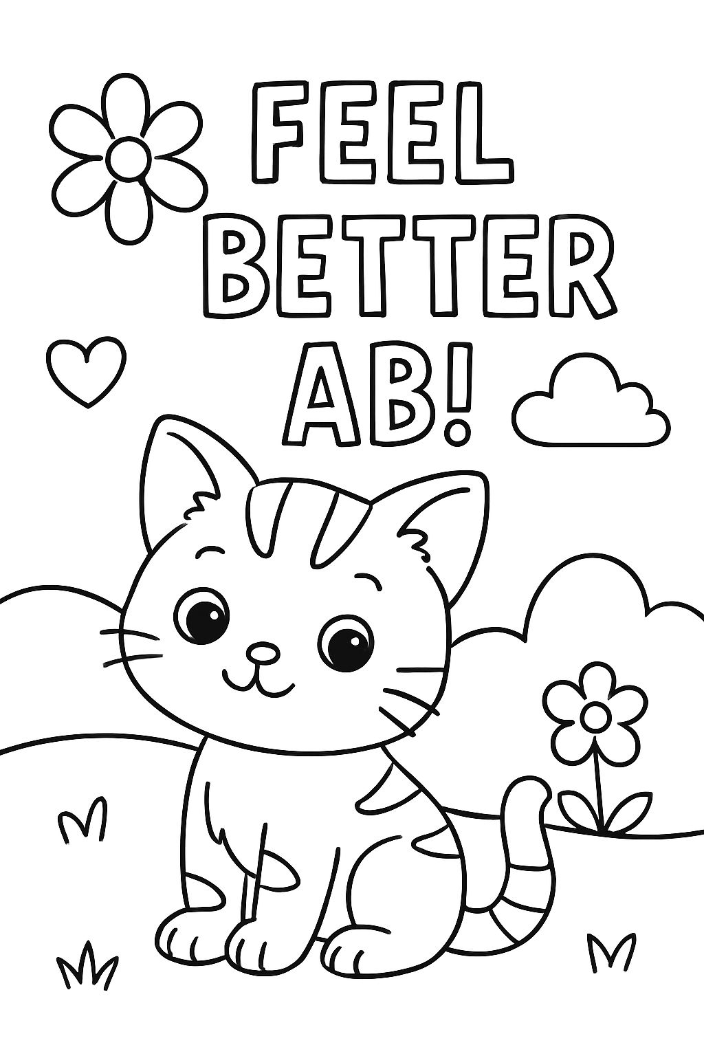 Une carte de rétablissement qui dit "meilleure santé AB !" avec un chaton dessus. Une carte de rétablissement qui dit "meilleure santé AB !" avec un chaton dessus.