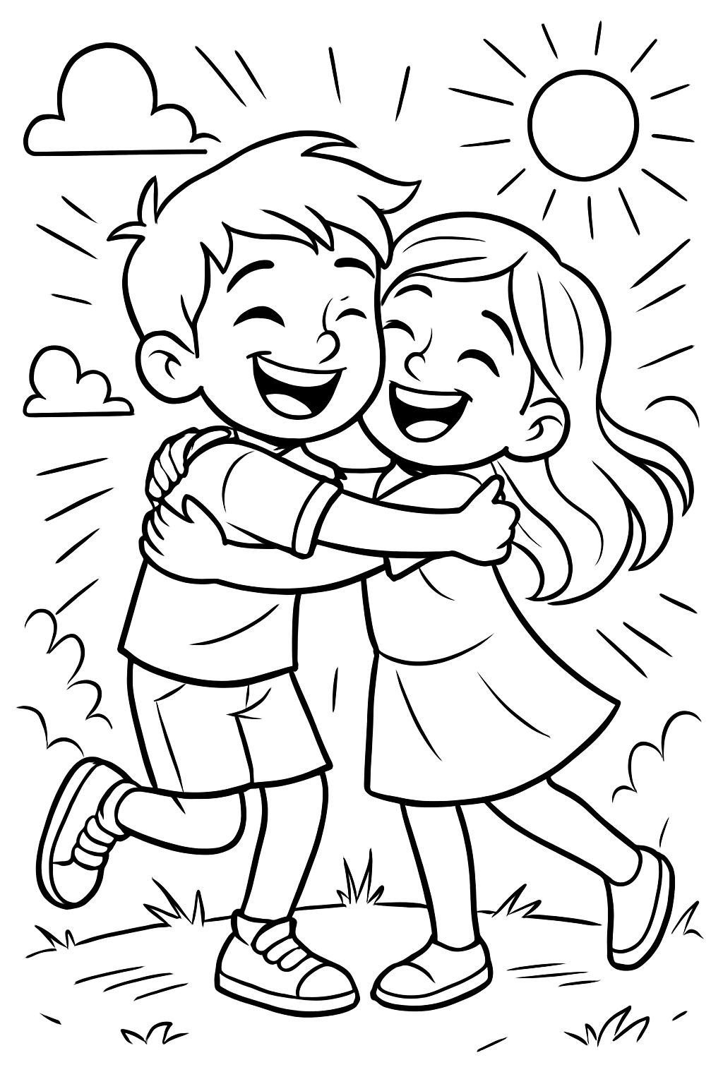 Ein Junge und ein Mädchen die sich umarmen