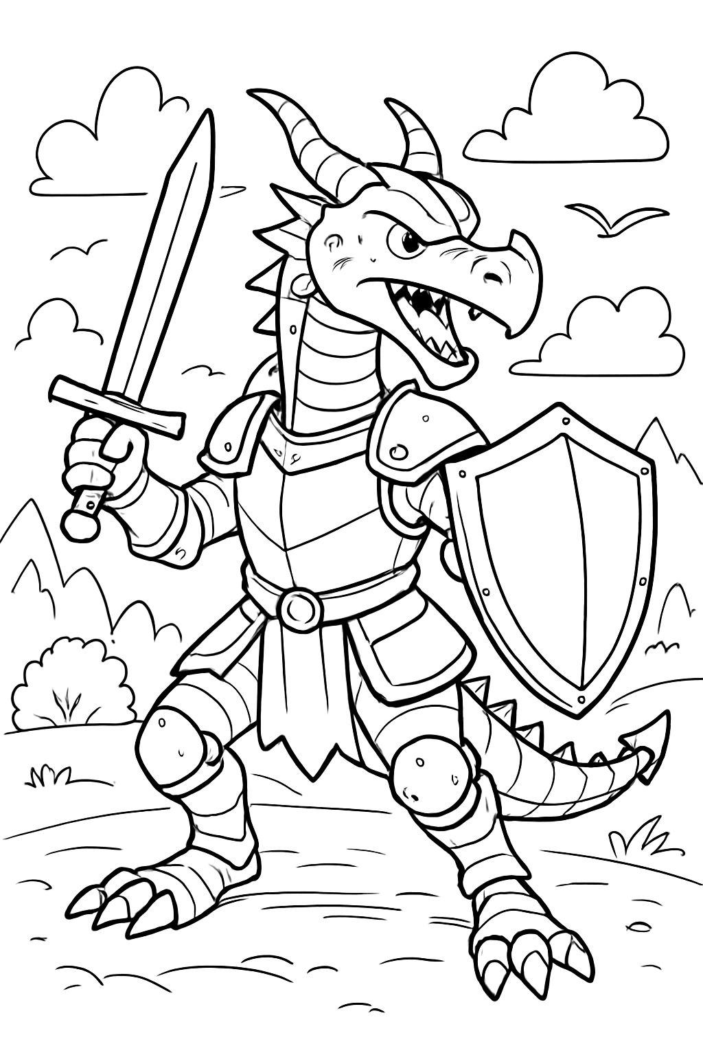 a dragon with knight armor