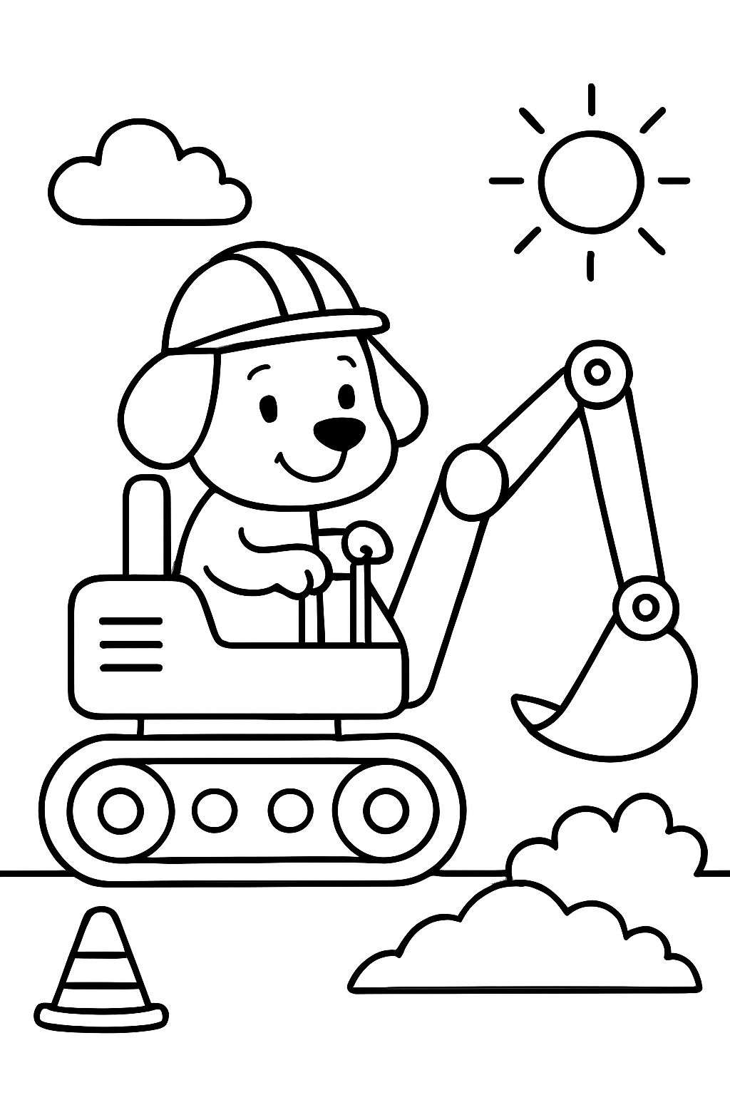 Hund als Baggerfahrer