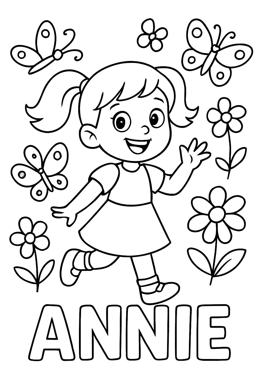 A picture with the name Annie on it with butterflies and flowers around. A picture with the name Annie on it with butterflies and flowers around.
