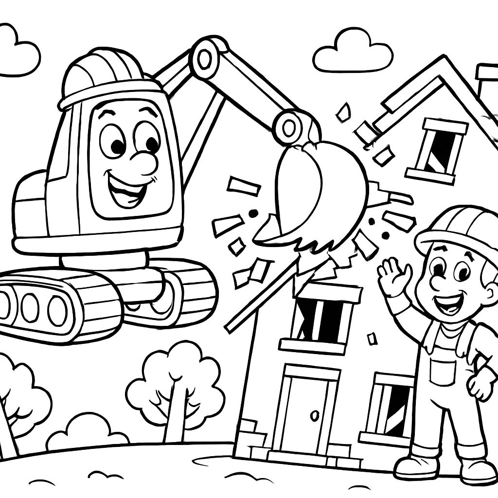 A house being demolished. A house being demolished.