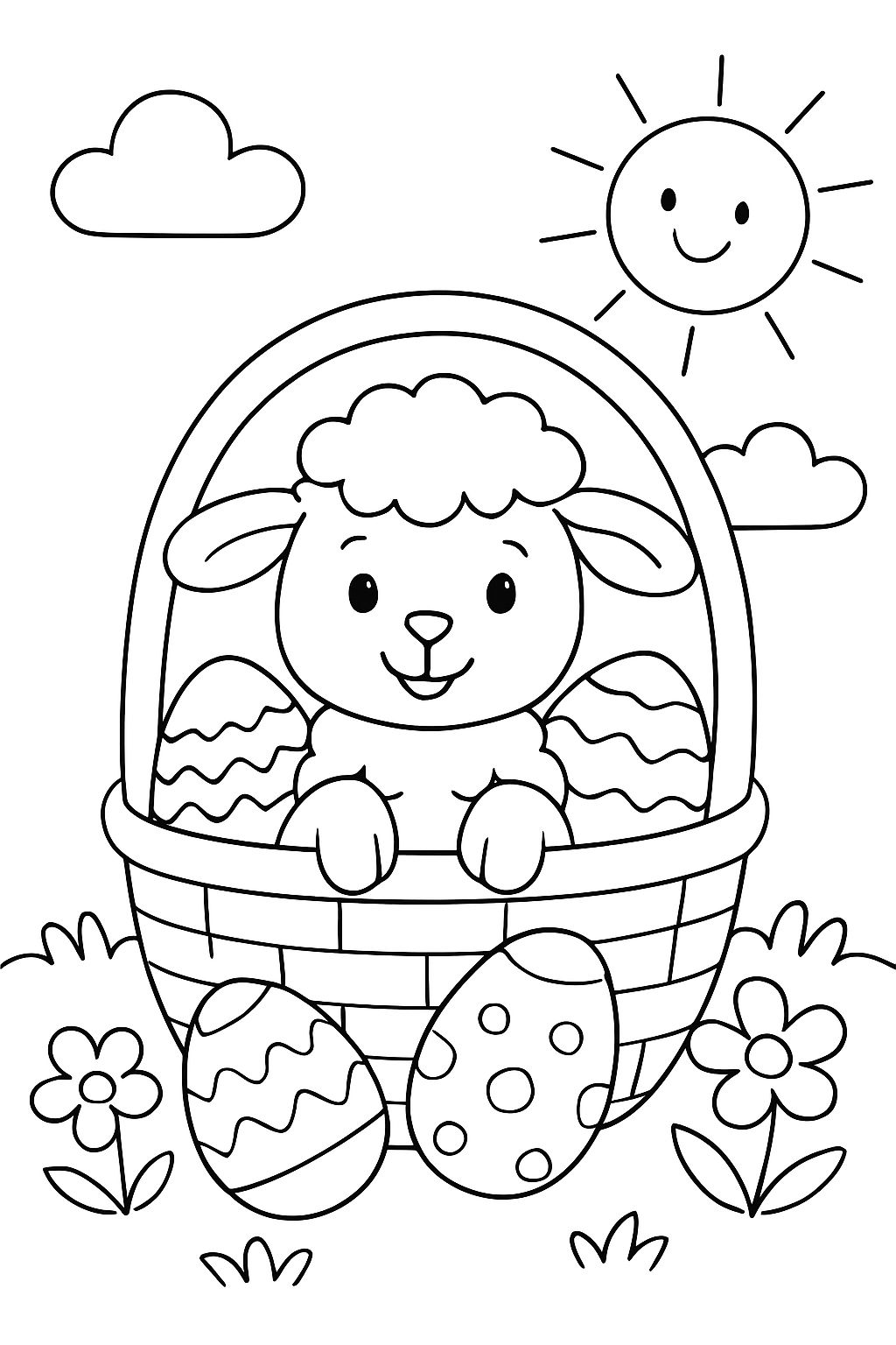 un agneau dans un nid de Pâques