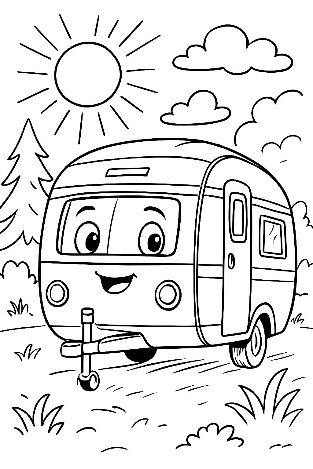 An old retro caravan from the front