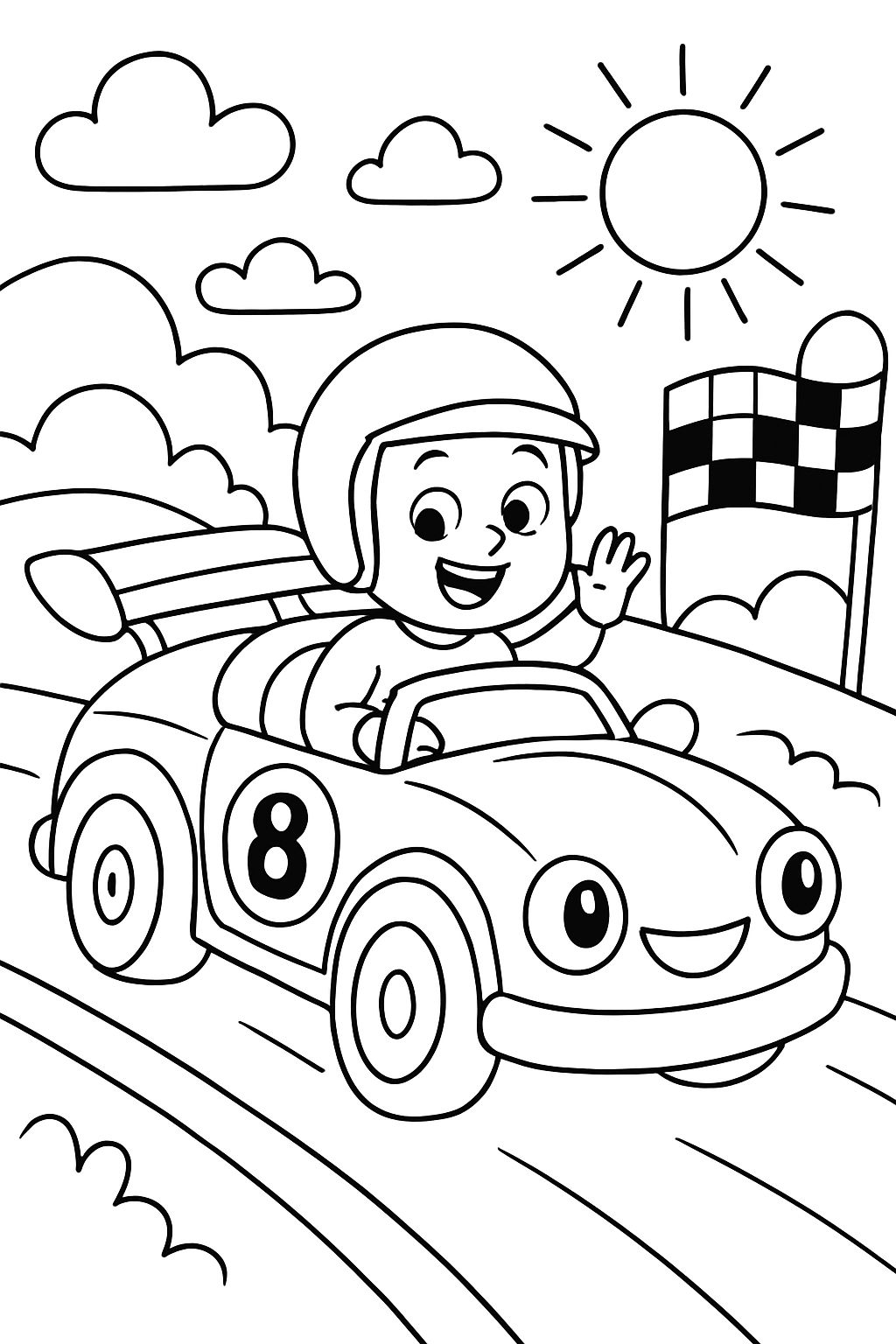 racing car with number 8 on it