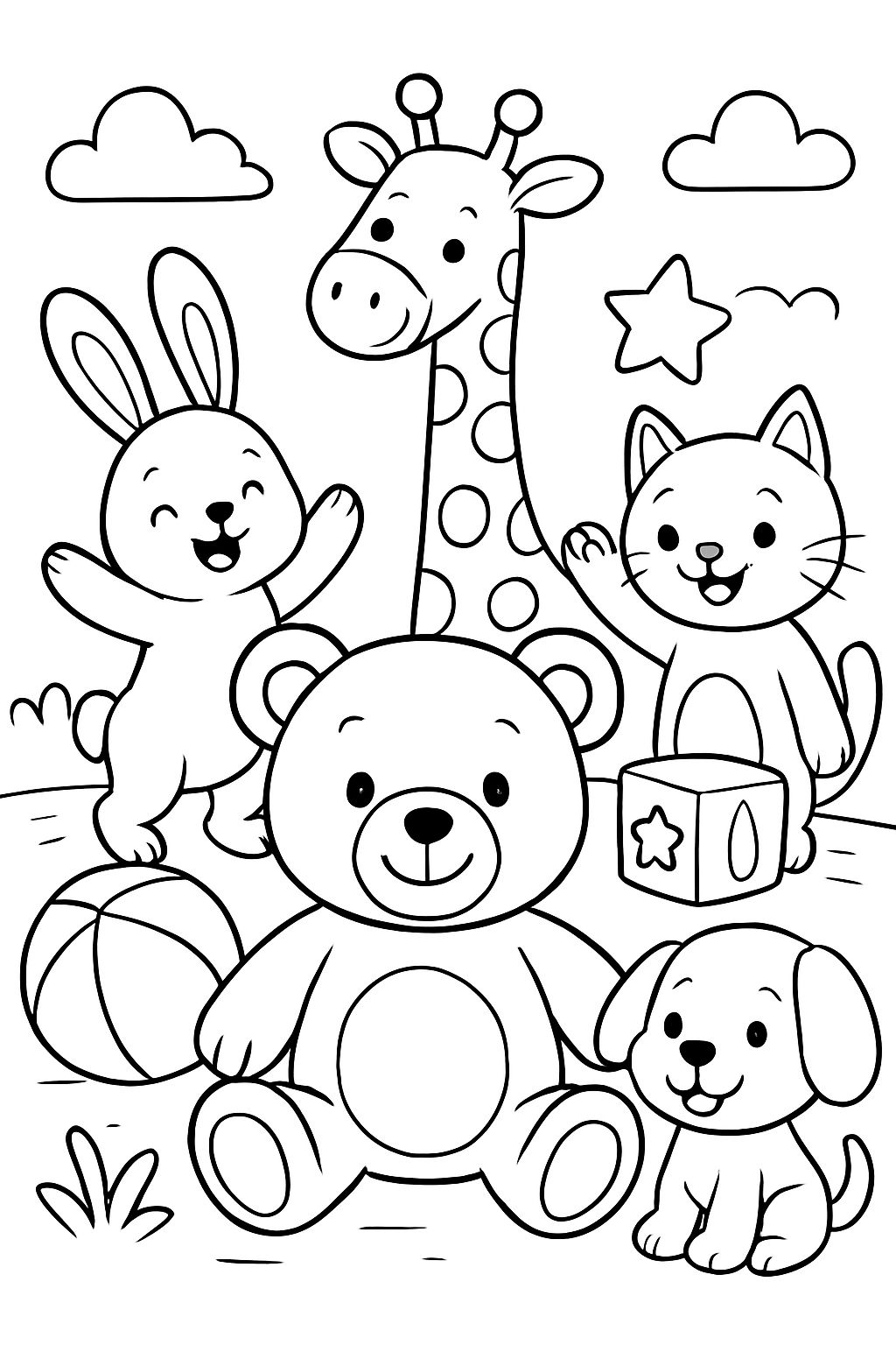 stuffed animals, various animals