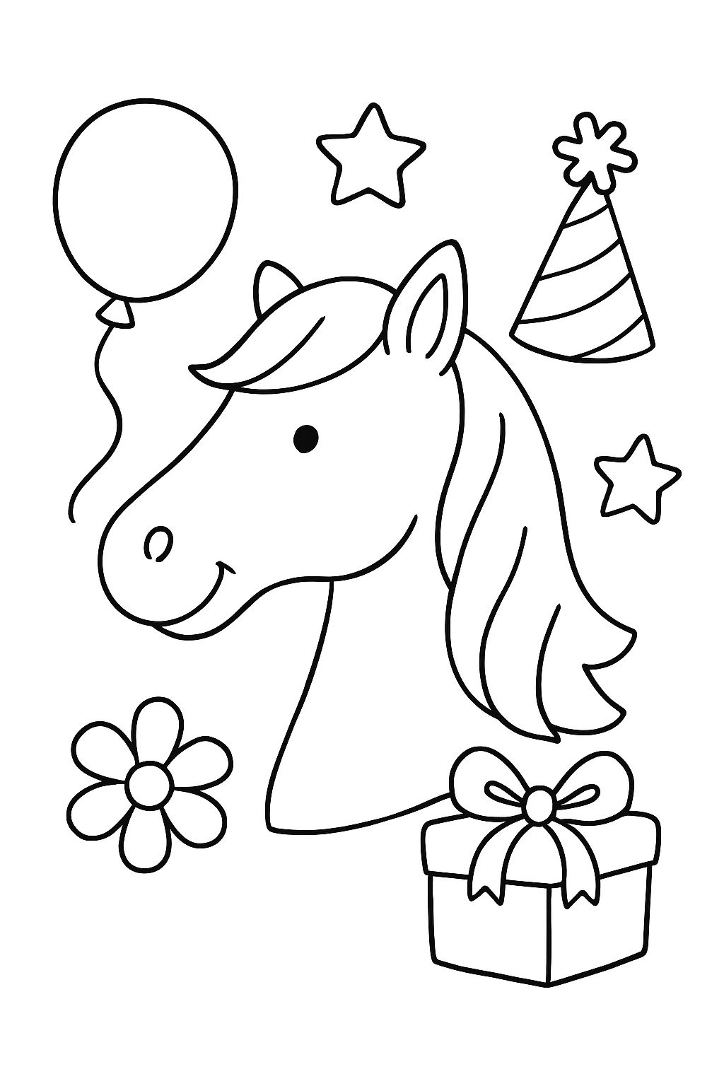 a template in the shape of a horse head for a birthday invitation