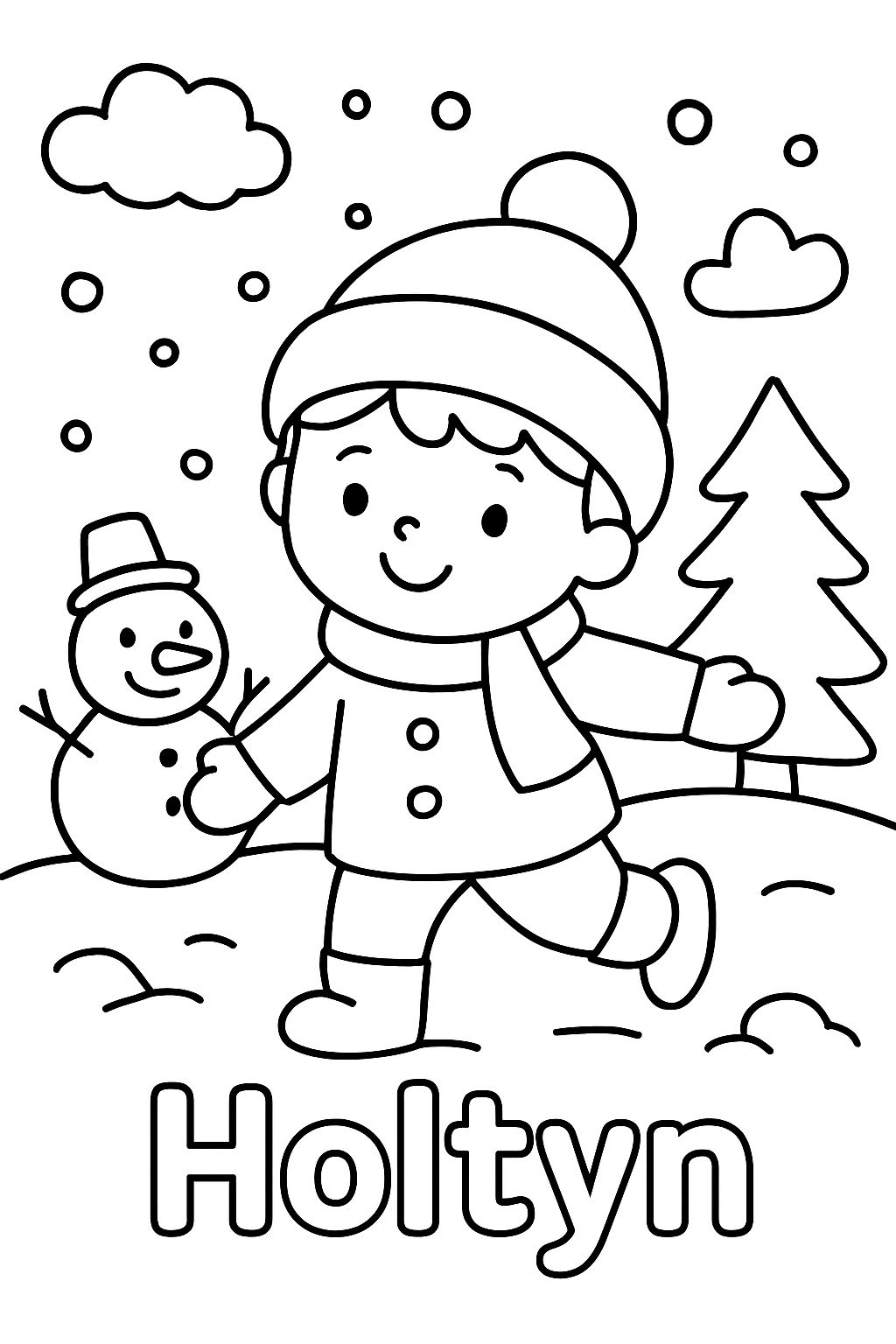 uma página de colorir de inverno personalizada Holtyn