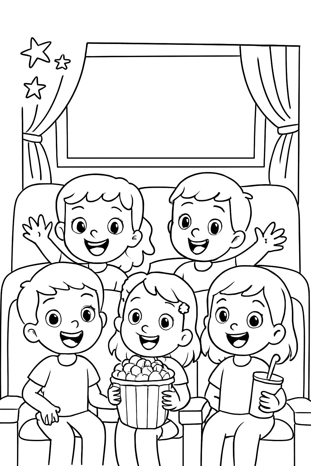 kids watching a movie with popcorn kids watching a movie with popcorn