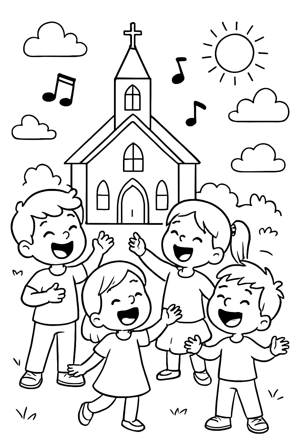 children singing church
