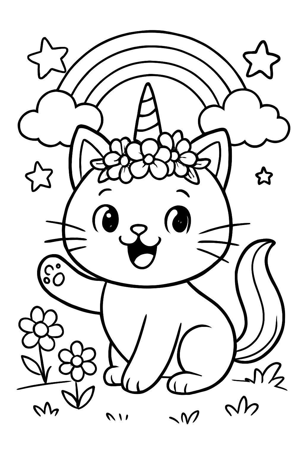 kitty unicorn with a flower crown