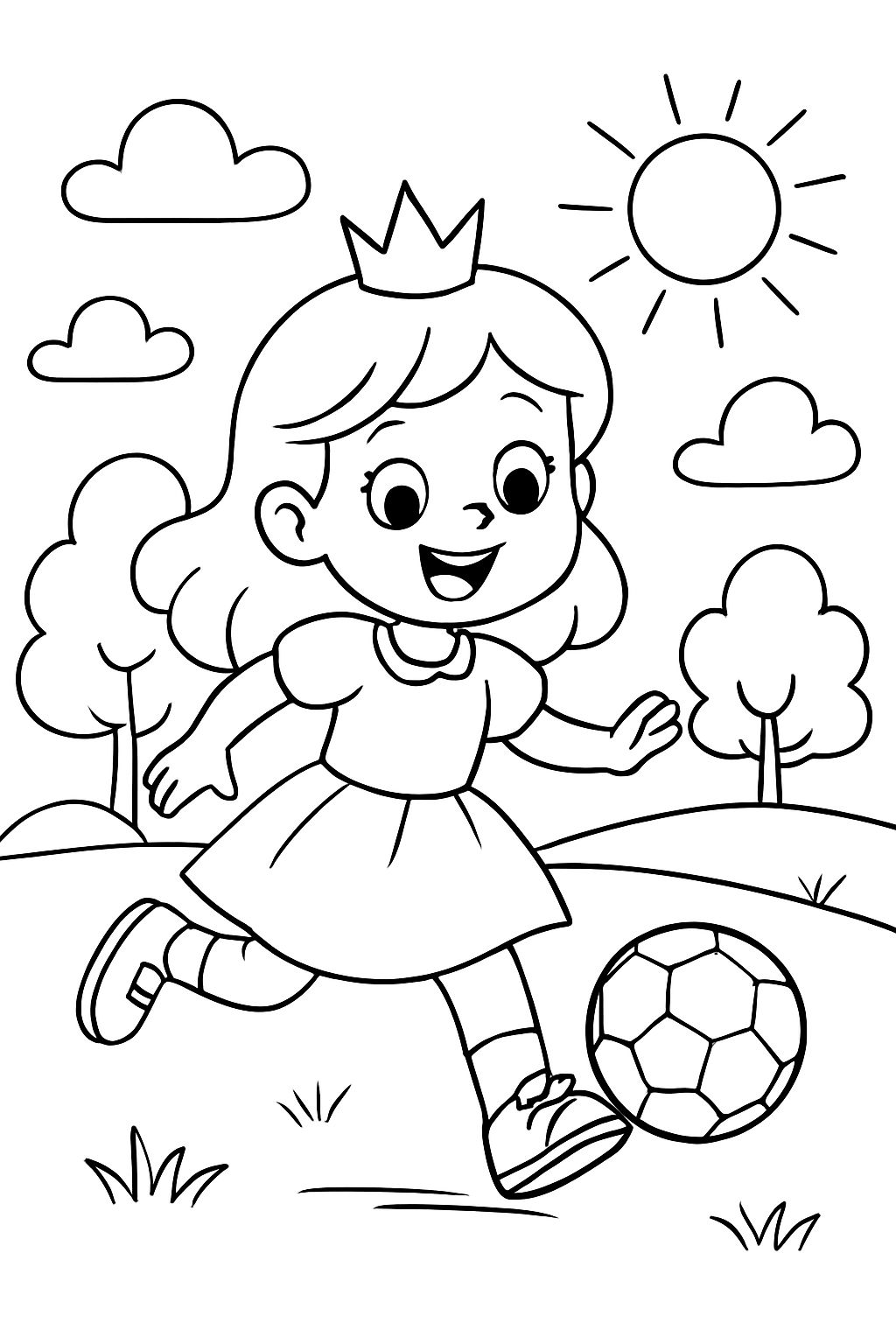 The girl is playing soccer.