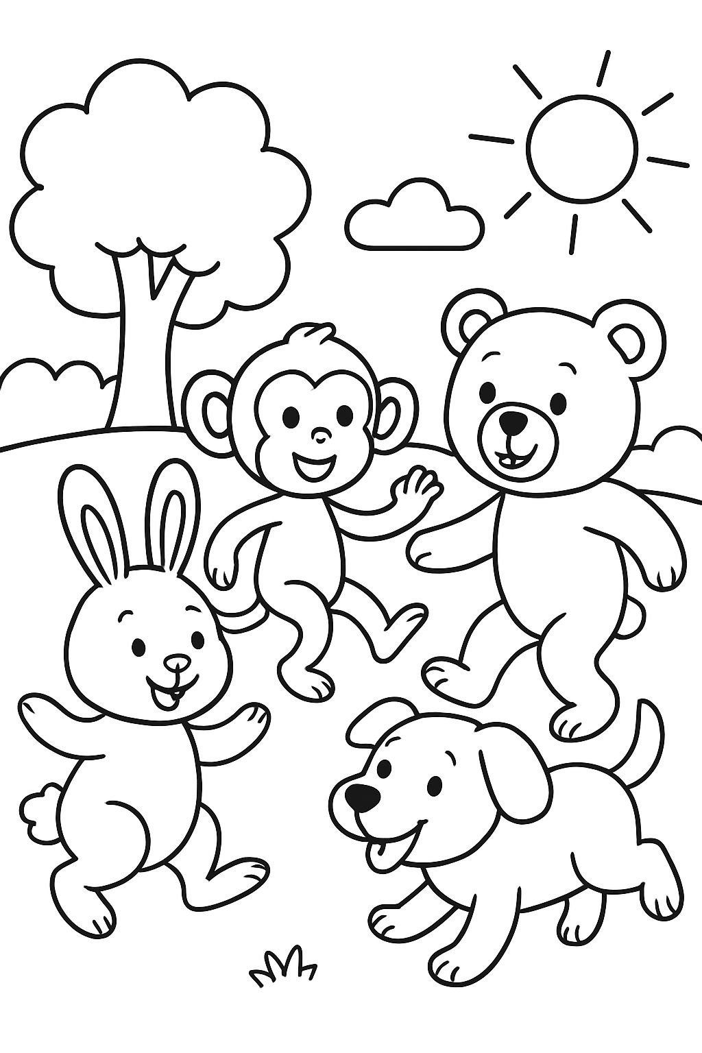 Tiere, die zusammen spielen