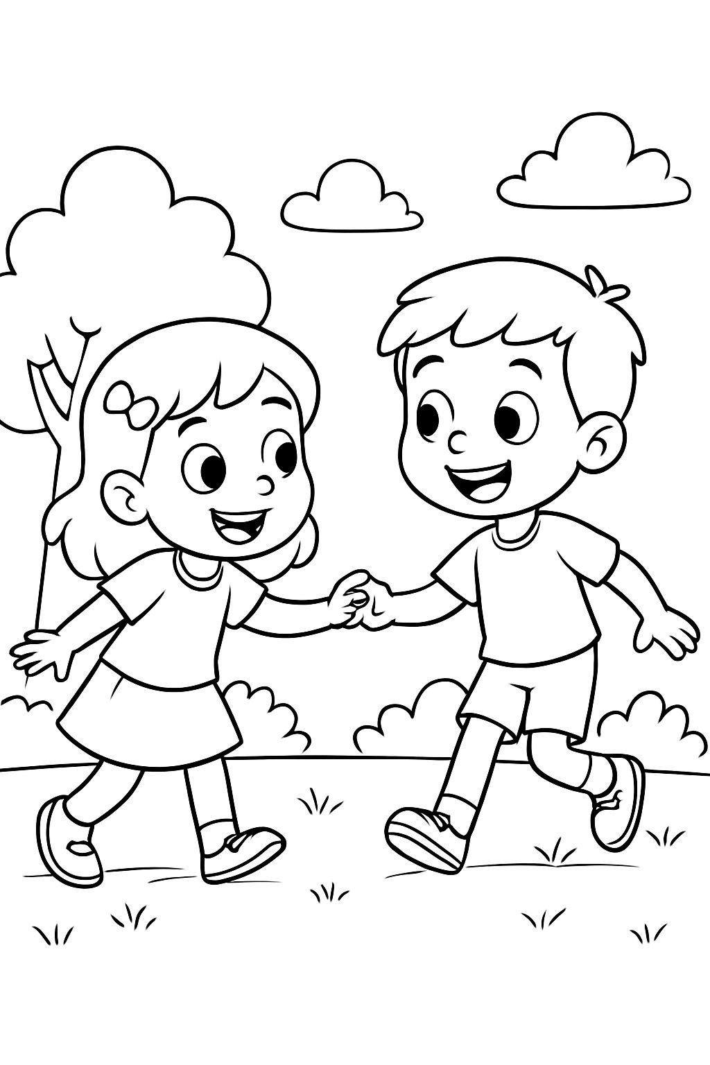 Uma menina e um menino brincando com respeito.