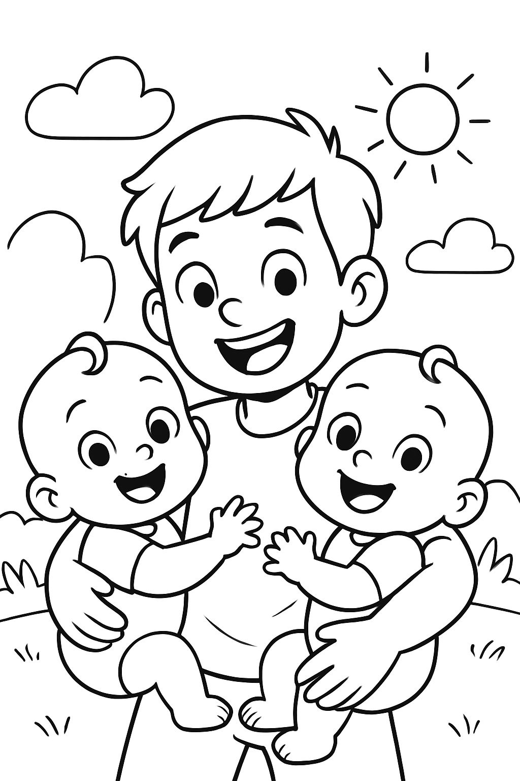 three boy brothers: one is 13 years old and two twin babies to color three boy brothers: one is 13 years old and two twin babies to color