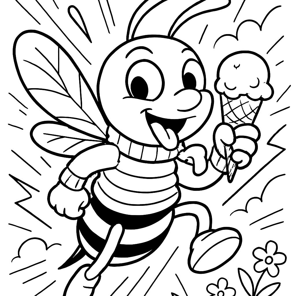 a bee wearing a sweater eating ice cream a bee wearing a sweater eating ice cream