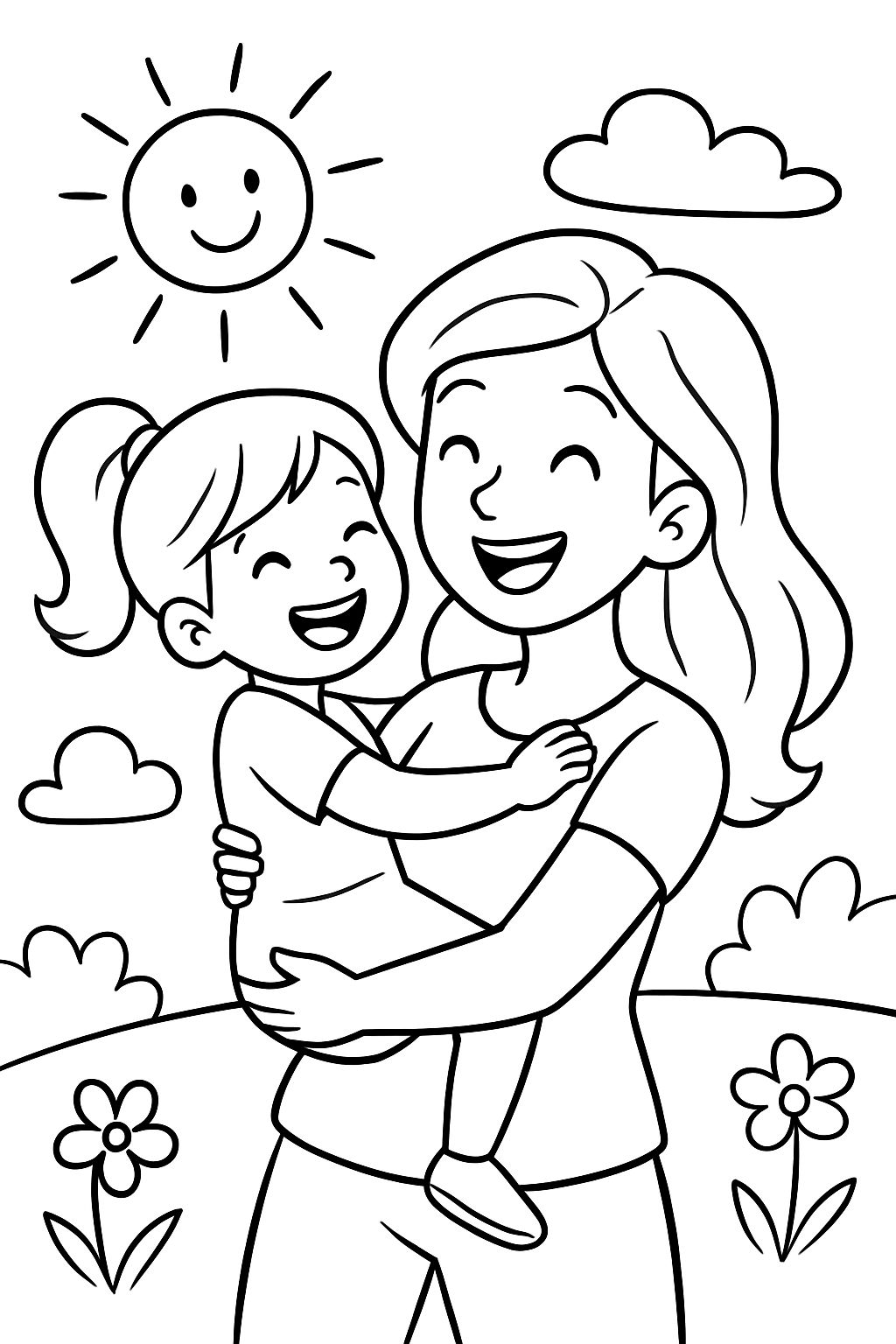 Mom with her daughter in her arms