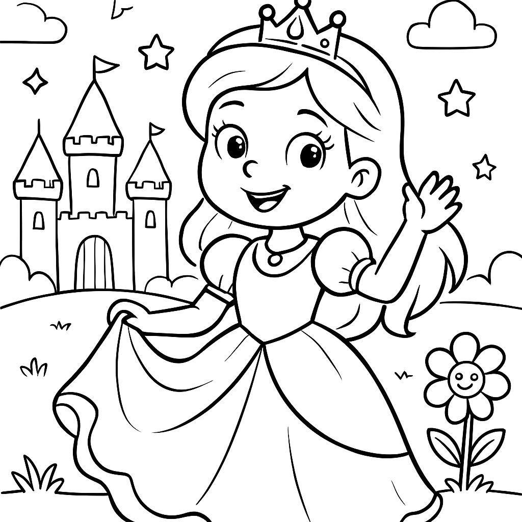 Prinzessinnen-Themenausmalbild mit den Worten Miss You Anna Prinzessinnen-Themenausmalbild mit den Worten Miss You Anna