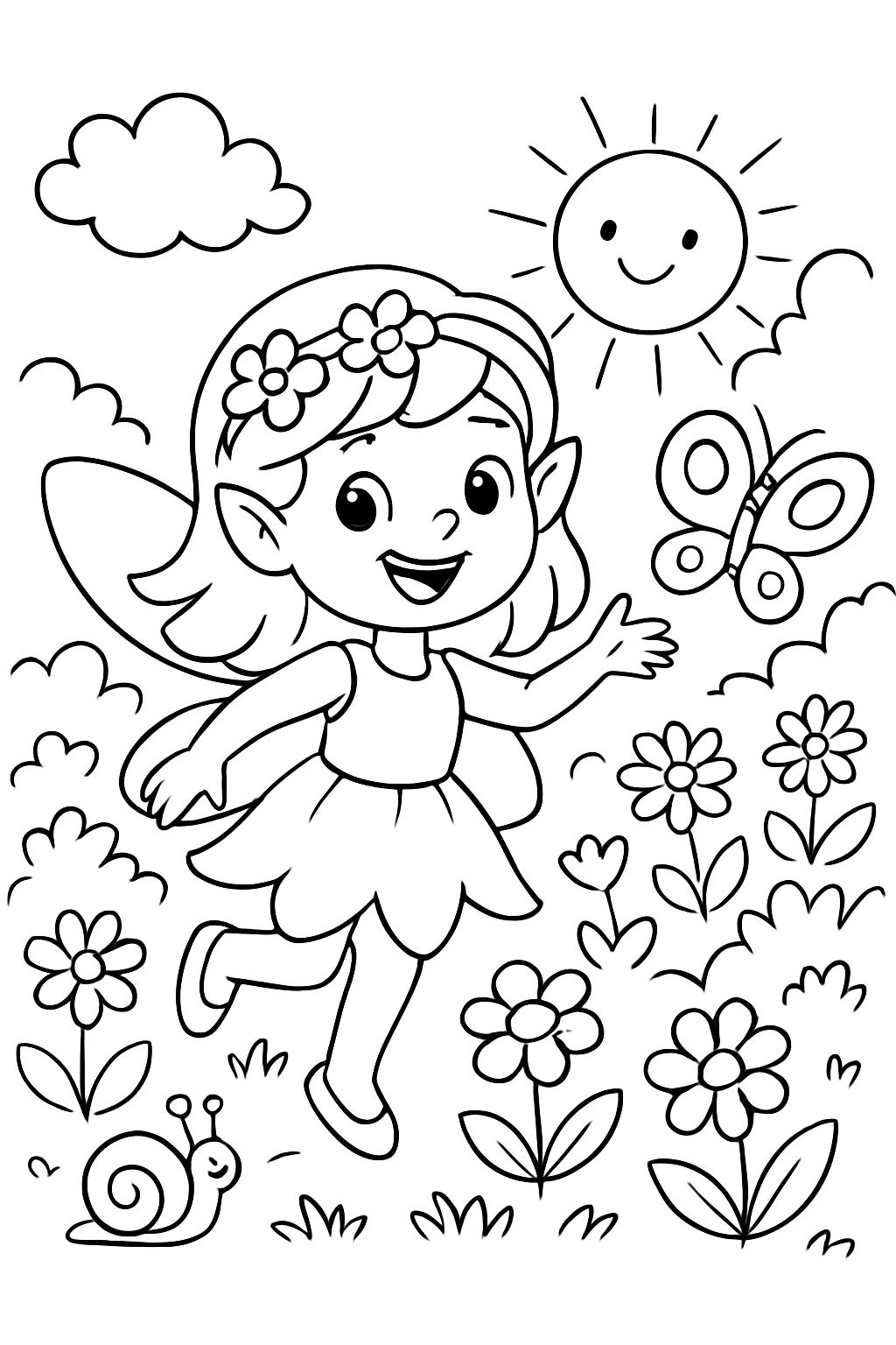 Une fée dans le jardin printanier