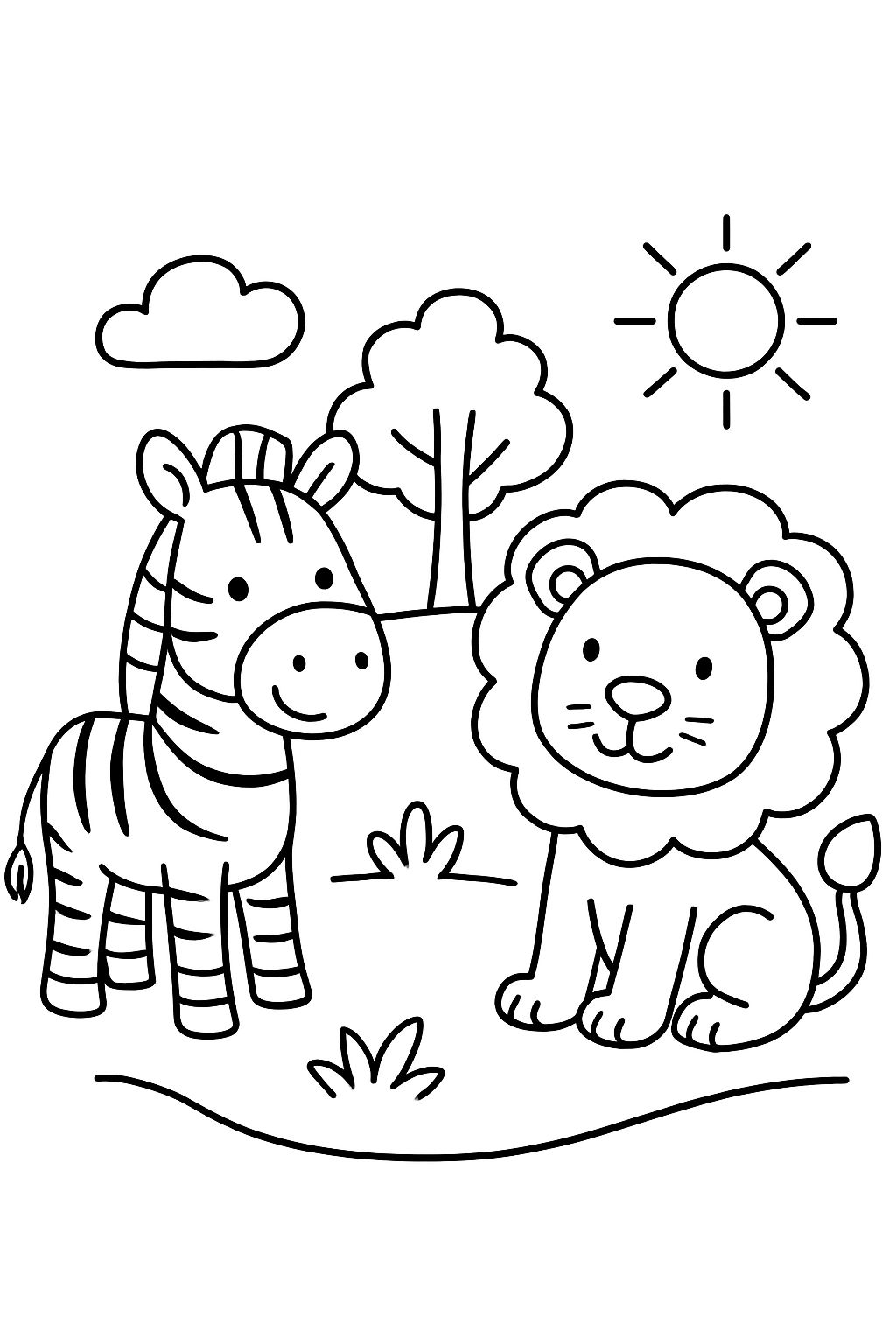 una cebra y un león