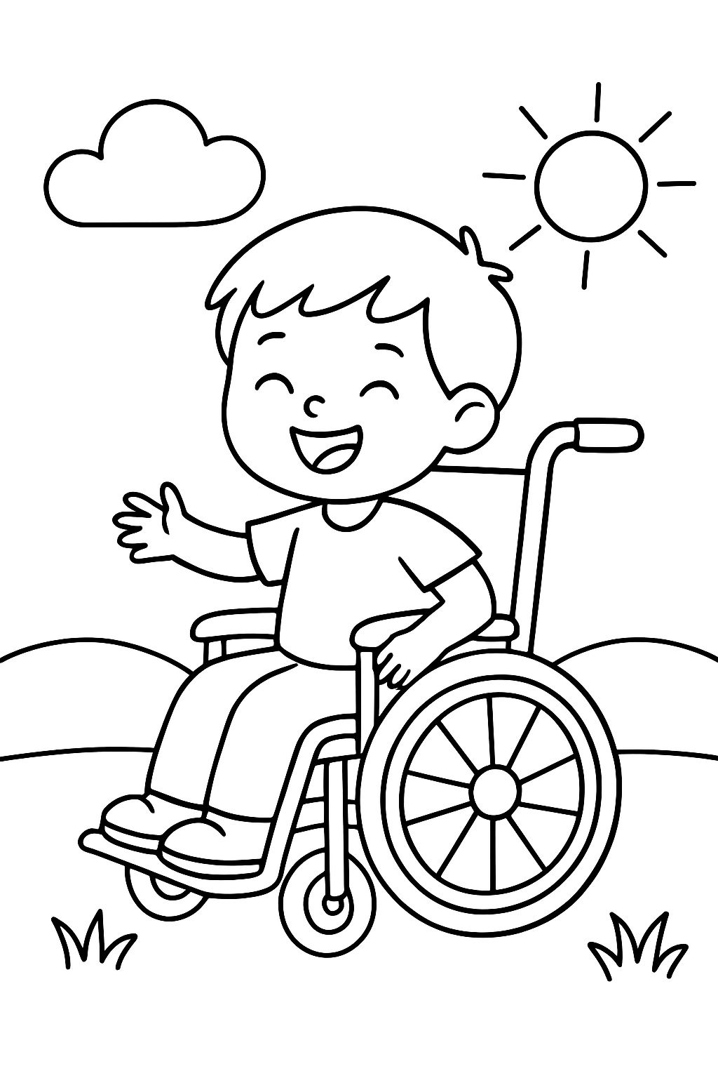 a child in a wheelchair