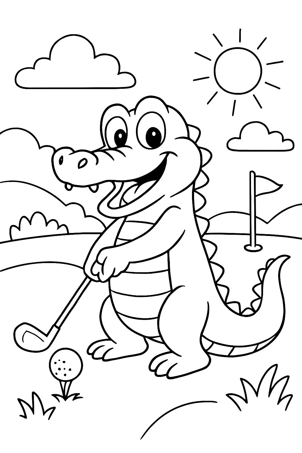 Alligator playing golf