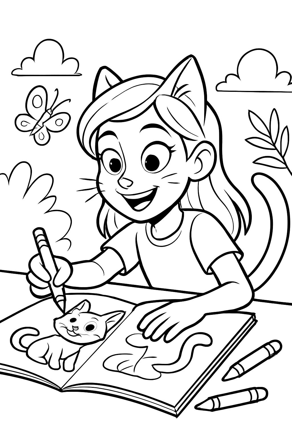 vivian como um gato para colorir