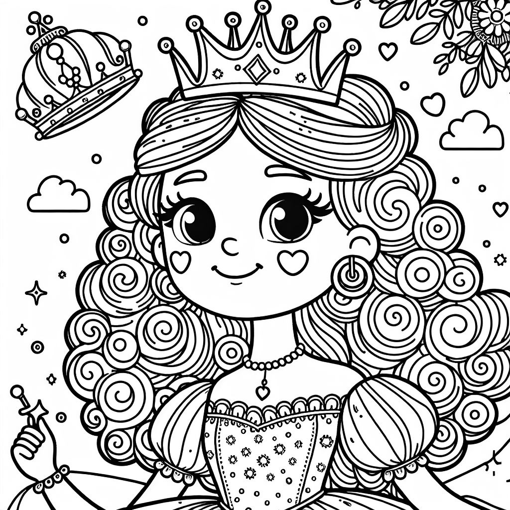Prinzessin mit Krone und lockigem Haar Prinzessin mit Krone und lockigem Haar