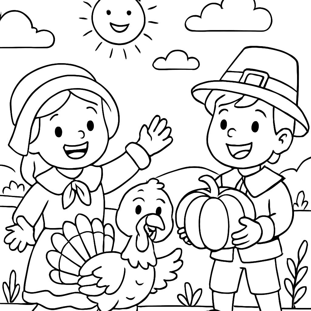 Página para colorear cristiana con tema de Acción de Gracias Página para colorear cristiana con tema de Acción de Gracias