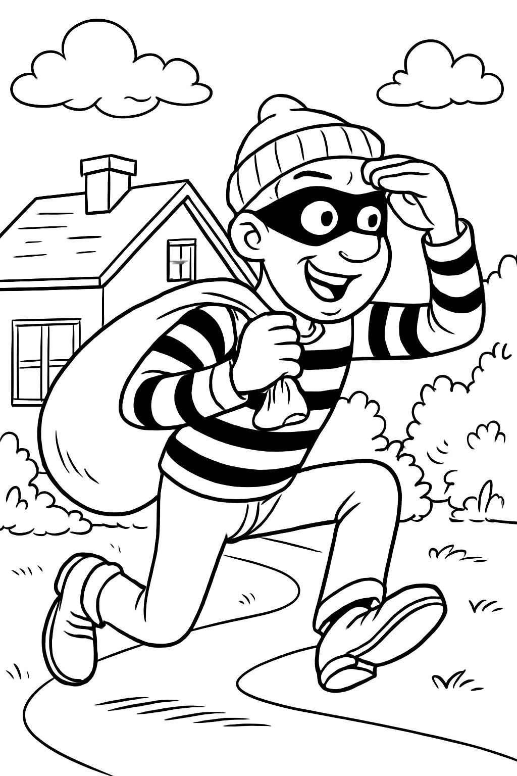 A thief is searching for a house.