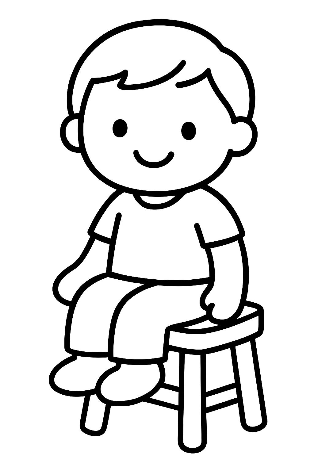 niño sentado en un taburete