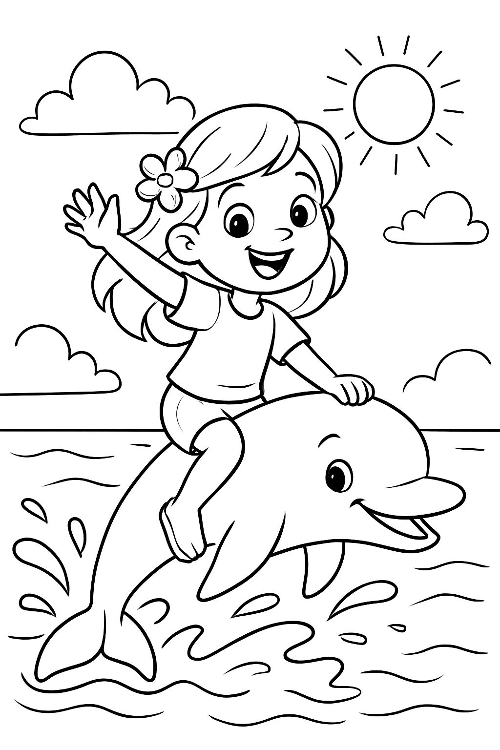 menina montando um golfinho