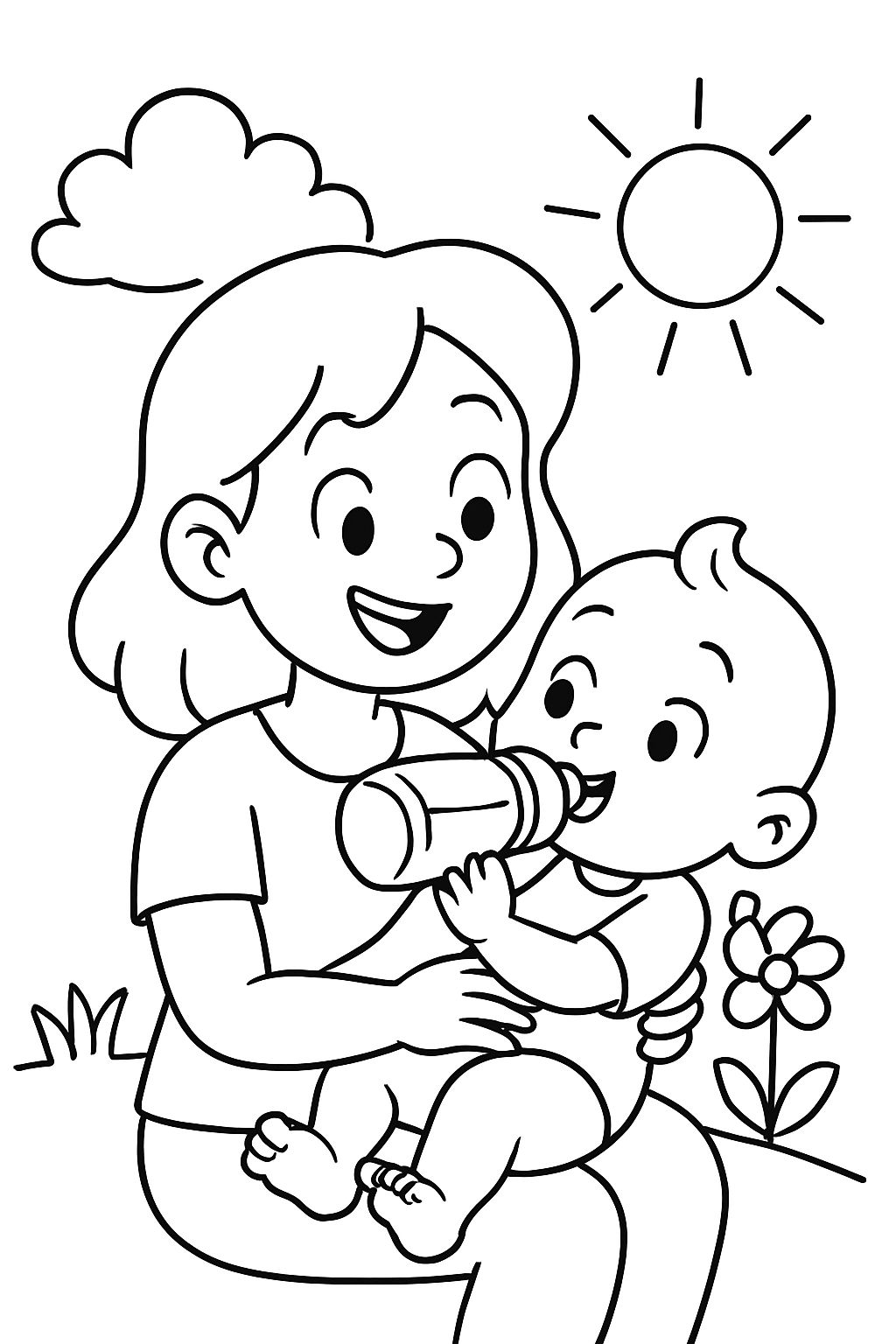 Baby drinking from a bottle sitting on mom's lap