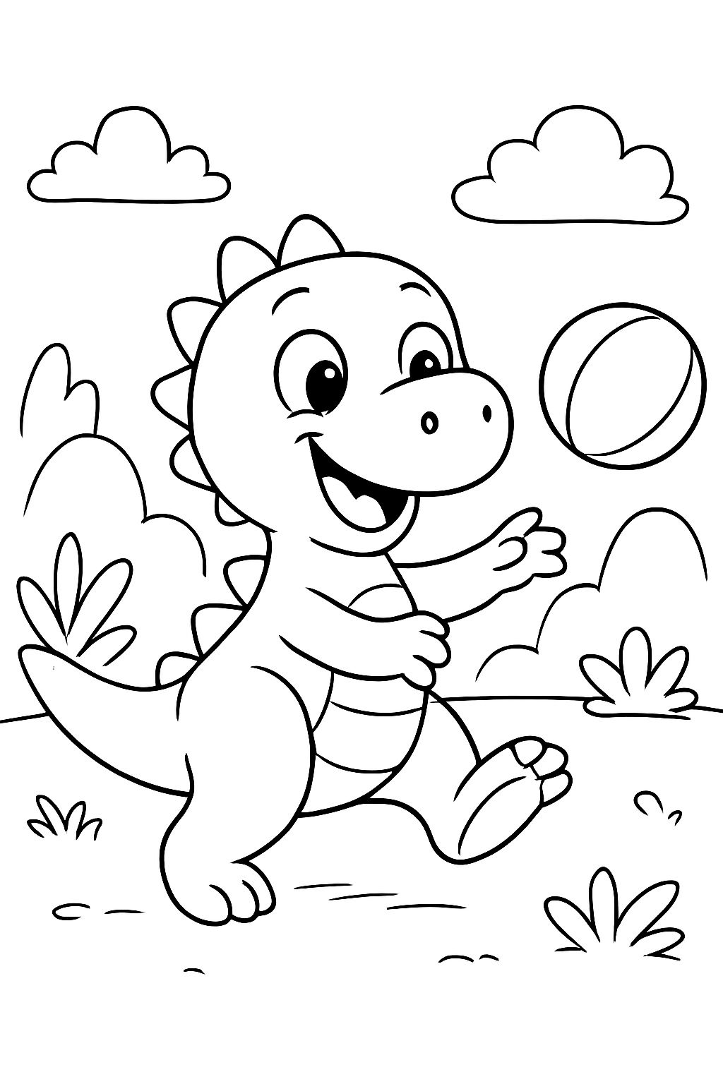 Dinosaur playing with a ball