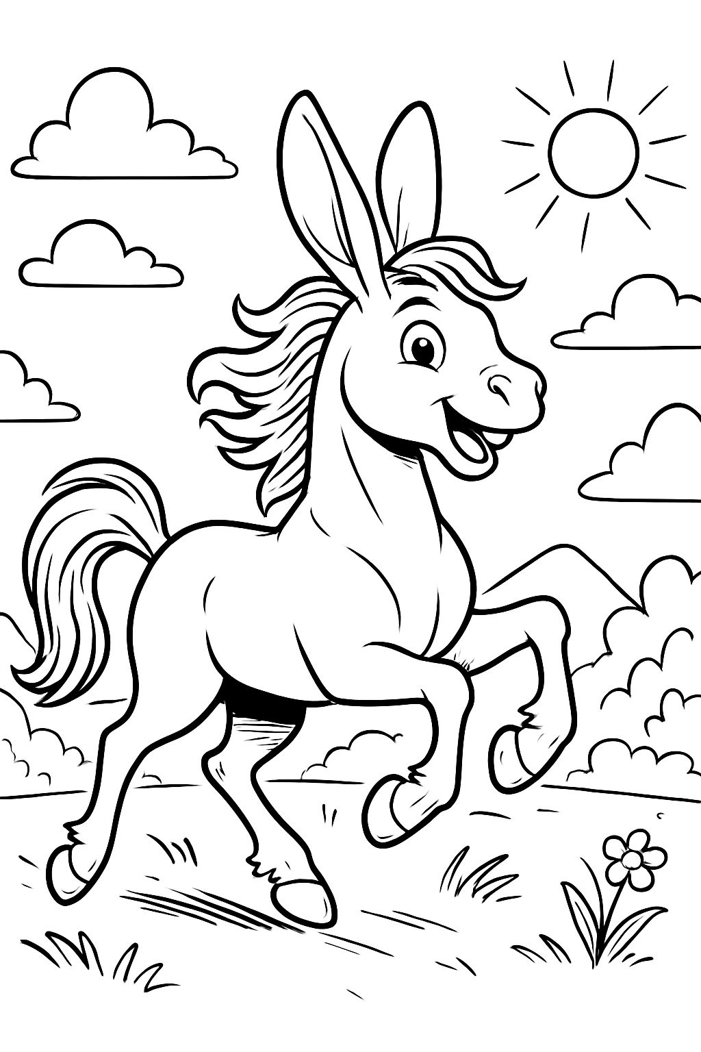 Um cavalo com cabeça de coelho